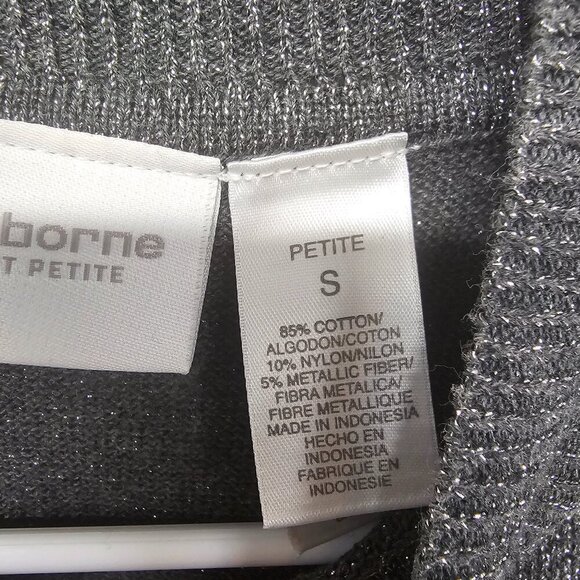 Liz Claiborne Gray Silver Metallic Mock Neck Knit Tank Sleeveless SP - Picture 8 of 10